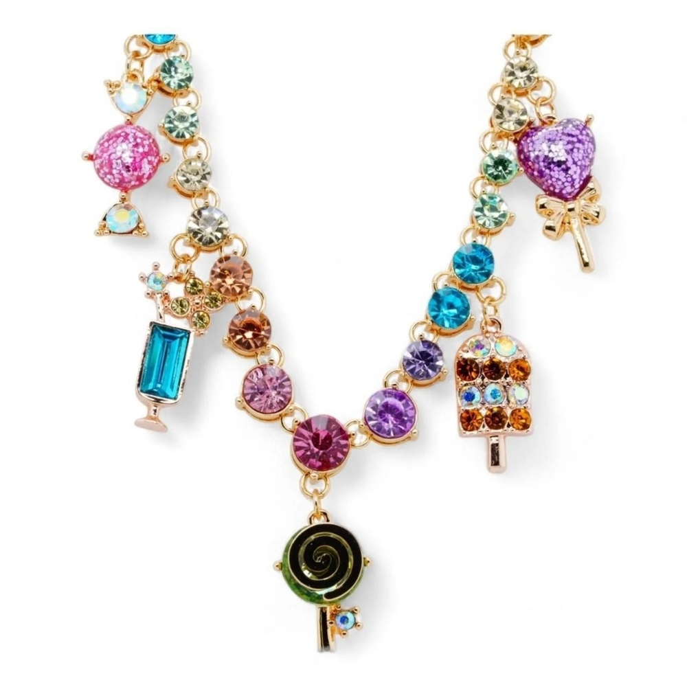 Betsey Johnson Candy Charm Statement Necklace - Picture 1 of 7